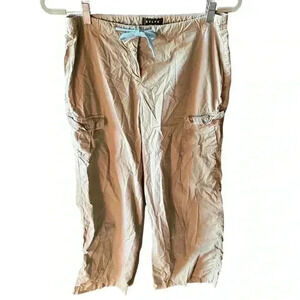 BELFE size 6 light olive green parachute style cargo pant. Drawstring waist